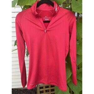 Nike Thermafit Quarter Zip Pullover Top Active Stretch Red Size Medium